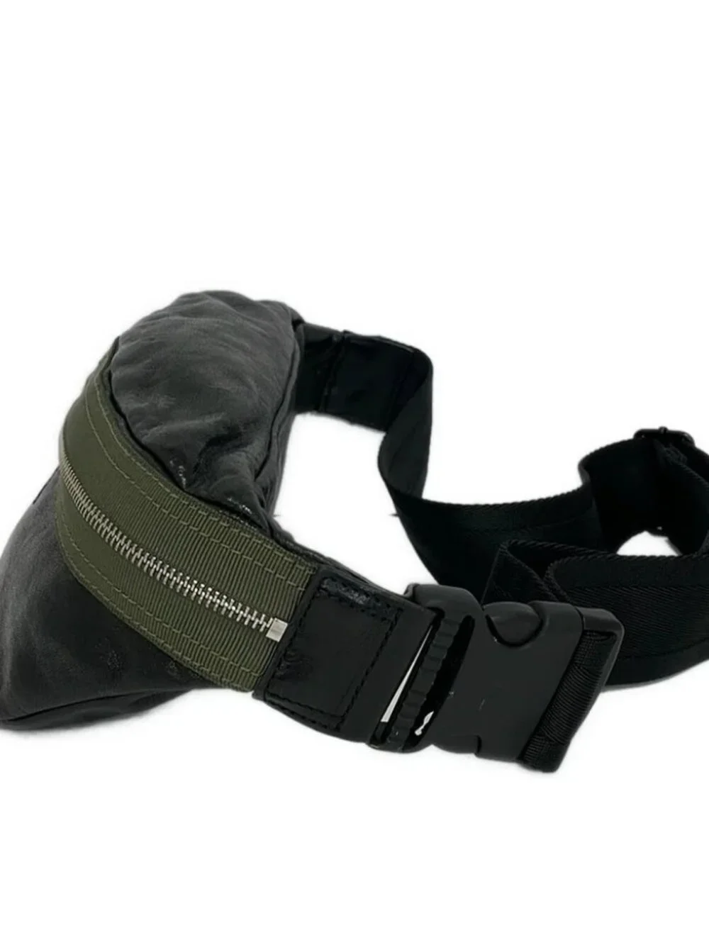 DIESEL Black Khaki Leather Bum Bag